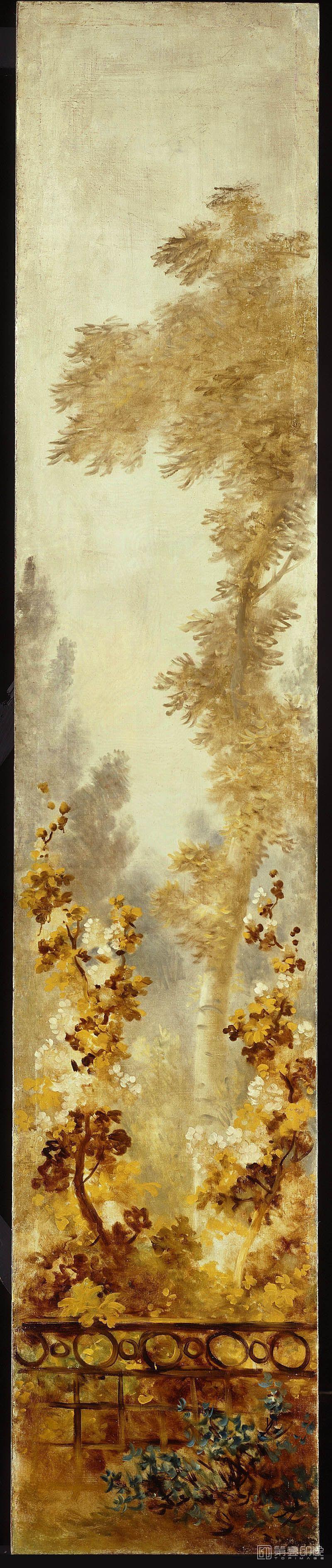 油画-美国弗里克美术馆藏画-Jean-Honoré Fragonard - The Progress of Love Hollyhocks, 1790-1791 (3)-126